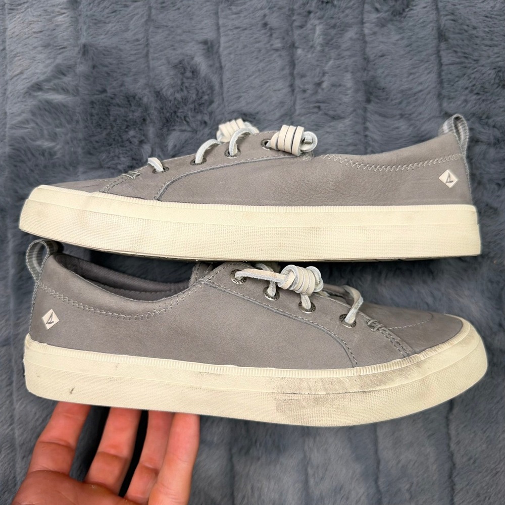 Sperry Top-Sider Crest Vibe Grey Leather Sneakers STS82398 Womens 6.5